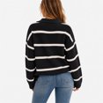 thumbnail image 4 of Sweater For Women Oversized V Neck Striped Sweater Pullover Color Block Polo Collar Long Sleeve Knit Cozy 2026 Fall Winter Streetwear Tops M, 4 of 7