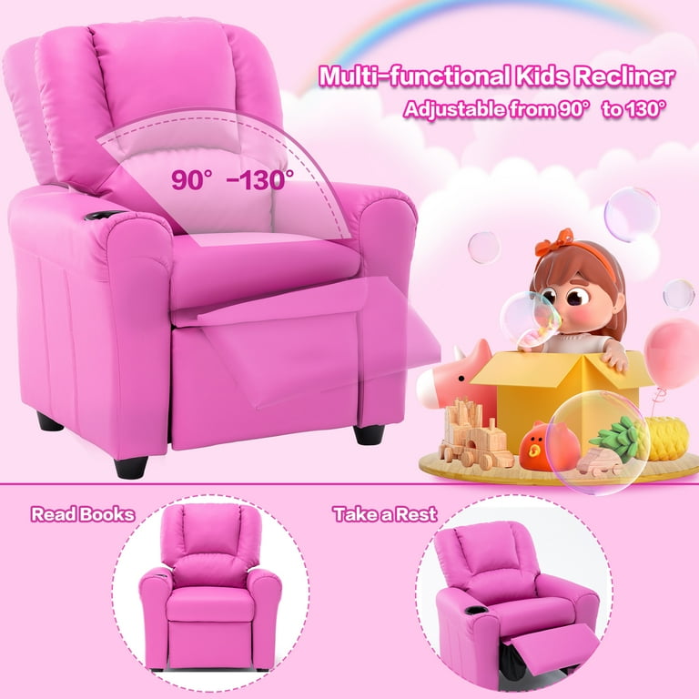 Snugway Contemporary Leather Kids Recliner with Cup Holder and
