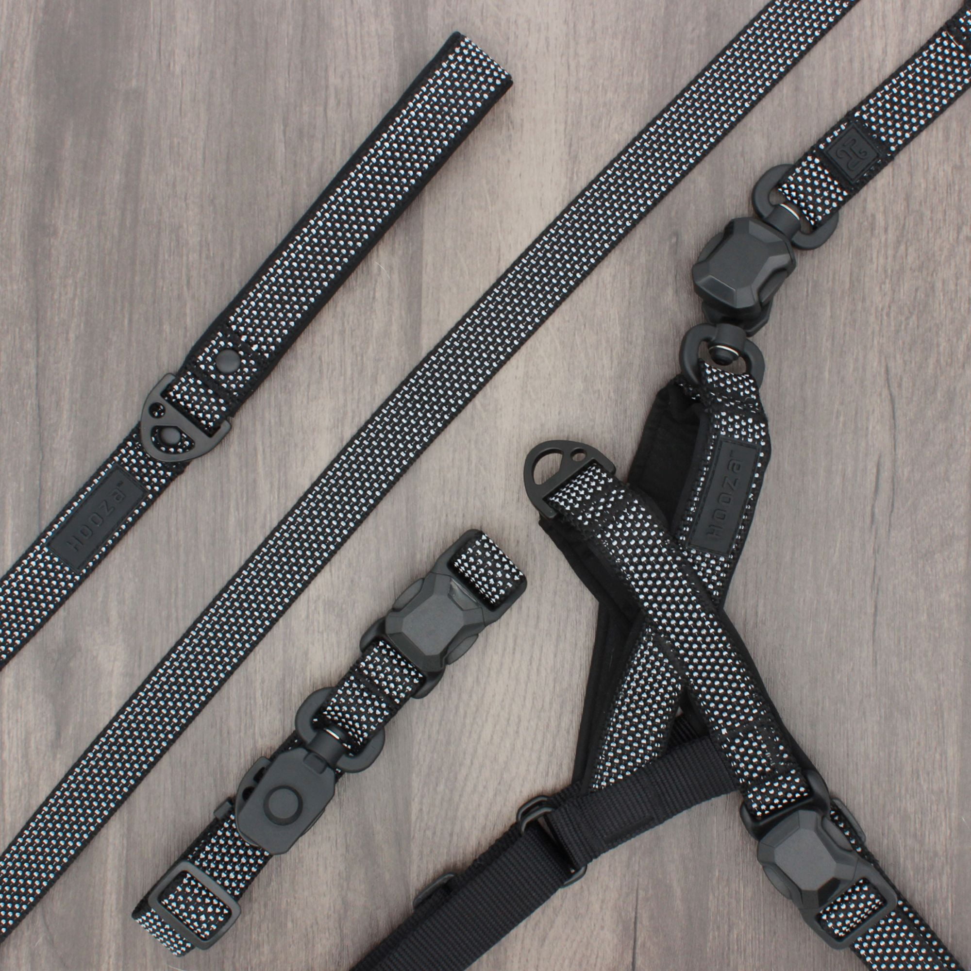HOOZA Quick Clip Dog Harness & Flat Leash Set, Blue Large – Magnetic Buckle, Reflective, Easy Fit
