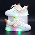 thumbnail image 2 of Ccpelsie Boys Girls LED Light up Shoes Kids Tennis Athletic Running Footwear Walking Breathable Lightweight Sneakers(White,28), 2 of 9