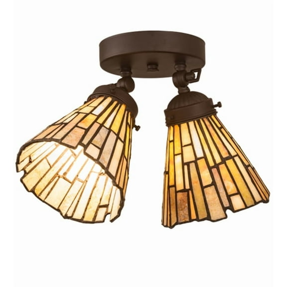 Meyda Tiffany 202320 Delta 2 Light 8" Wide Semi-Flush Ceiling Fixture - Bronze