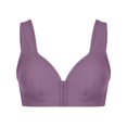 thumbnail image 3 of CHUANK Front-Closure Wireless Leisure Bra - Comfortable Plus Size Bras For Women Purple L, 3 of 9