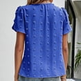 thumbnail image 5 of SXCXLSA Women's Tulip Sleeve Jacquard Top, Crewneck Casual Short Sleeve TShirt, 5 of 5