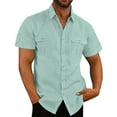 thumbnail image 2 of FAVIPT Men's Linen Short Sleeve Shirts 2024,Linen Shirts for Men Big and Tall Cotton Casual Button Down Collared Beach Summer Solid Plain Shirt with Pocket, 2 of 8