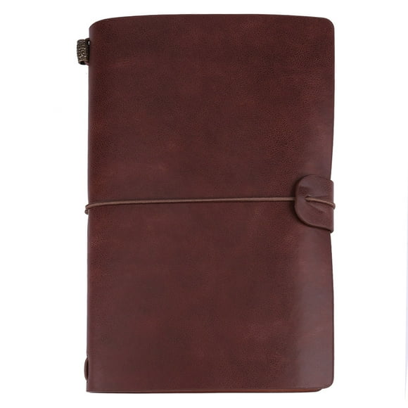 Carnet de Voyage Classique en Cuir PU Journal Personnalisé Journal Intime Bloc-Notes Rechargeable (Brun Foncé)