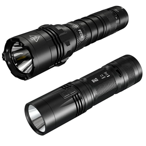 Outdoor Value Pack: Nitecore P22R Flashlight  and  R40 Flashlight -Both can be Recharged on the go or at home