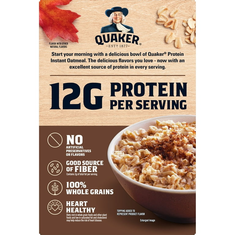 Quaker, Protein Instant Oatmeal, Maple & Brown Sugar, 2.11 oz, 6 Packets