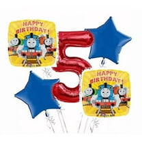 Thomas the Tank Balloon Bouquet 5th Birthday 5 pcs - Party Supplies