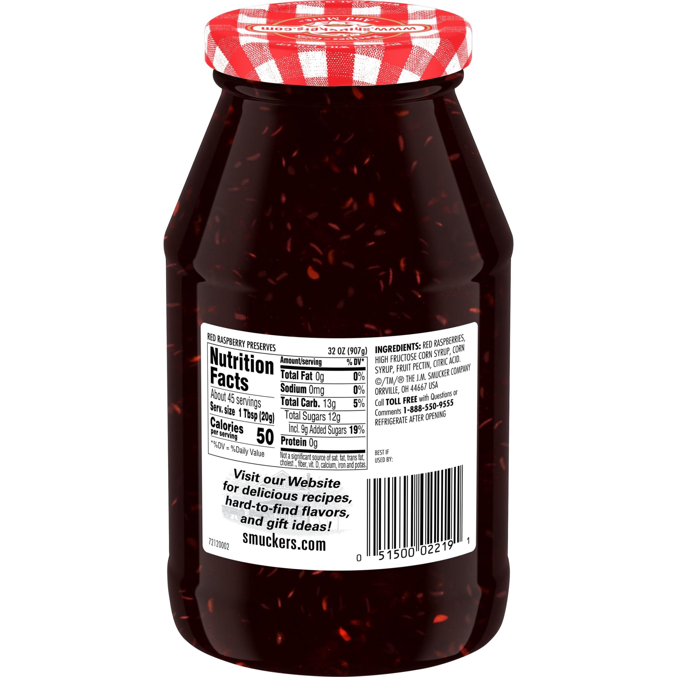 (4 pack) Smucker's Red Raspberry Preserves, 32 oz