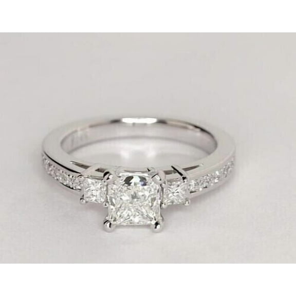 Women's 3Ct Princess Cut Simulated Diamond Women's Wedding Anniversary Ring 925 Sterling Silver For Her 14K White Gold Plated