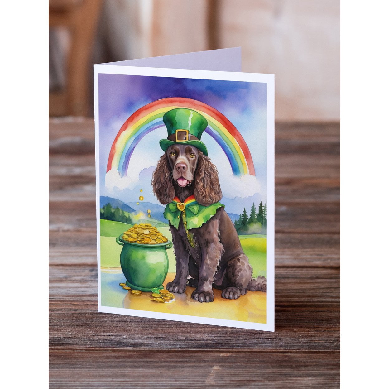 American Water Spaniel St Patrick's Day Greeting Cards Pack of 8 7 in x 5 in