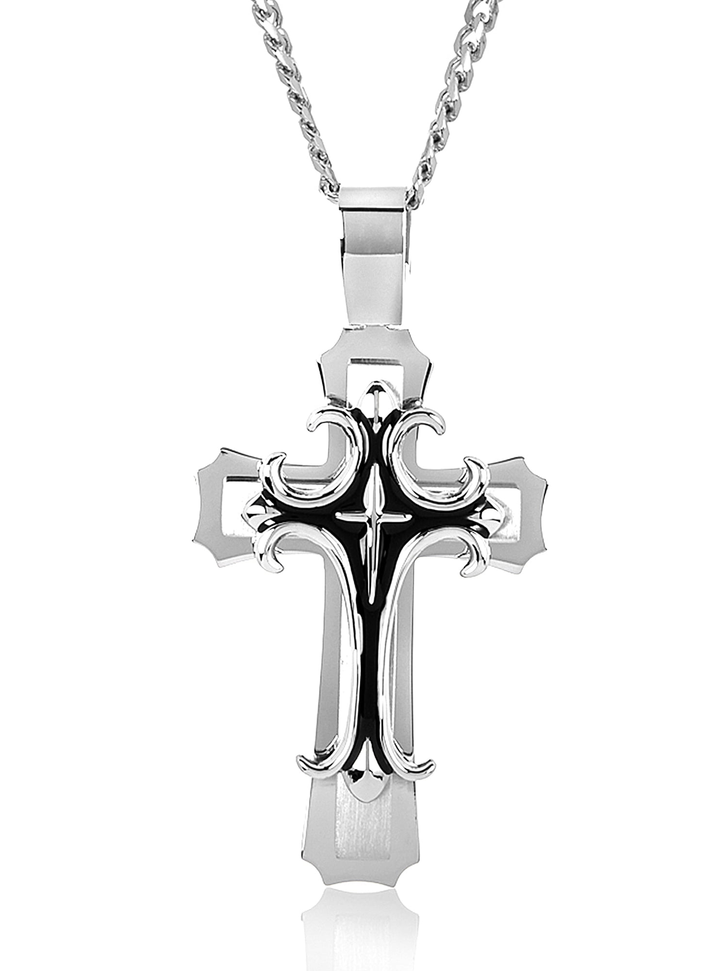 18+2 Delight Jewelry Be Strong and Courageous Bar Scroll Cross Necklace