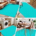 thumbnail image 6 of 2.7x5 Area Rugs, Turquoise Plaid Non-Skid Rubber Backing Large Rectangle Rugs - Living Room Bedroom Home Office, Geometric Leaf Diamond Morocco Abstract Indoor Floor Mat Carpets Washable Rug, 6 of 9