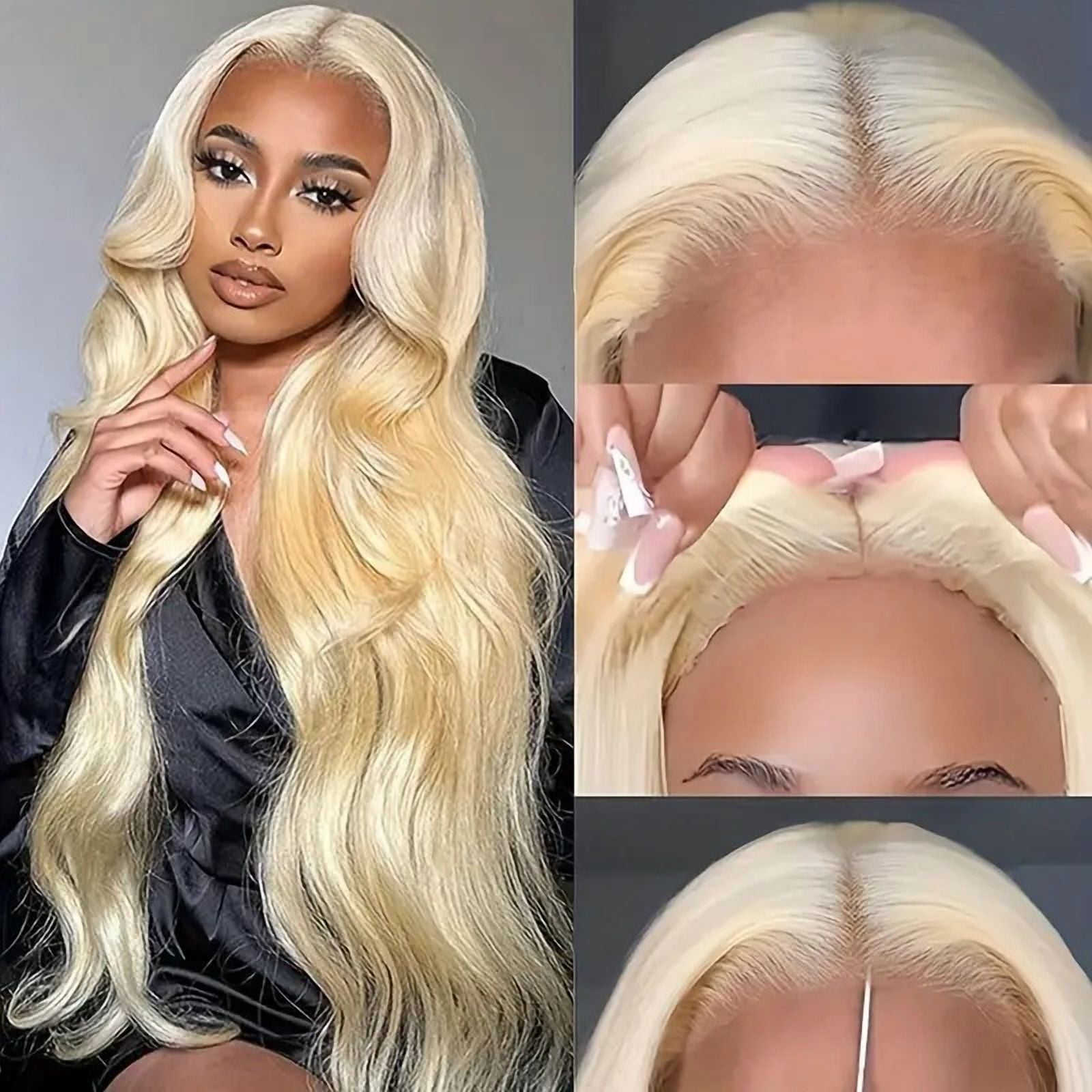 Blonde long hair body front lace wigs human hair wigs