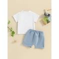 thumbnail image 6 of Aojekbee Toddler Boy Summer 2 Pcs Outfit Letter Print Short Sleeve T-Shirt with Solid Color Shorts for Summer, 6 of 10