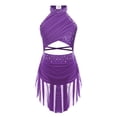 thumbnail image 5 of Yartina Big Girl's Camisole Lyrical Dance Dress Ballet Gymnastics Skirted Leotard Latin Jazz Modern Purple 8, 5 of 9