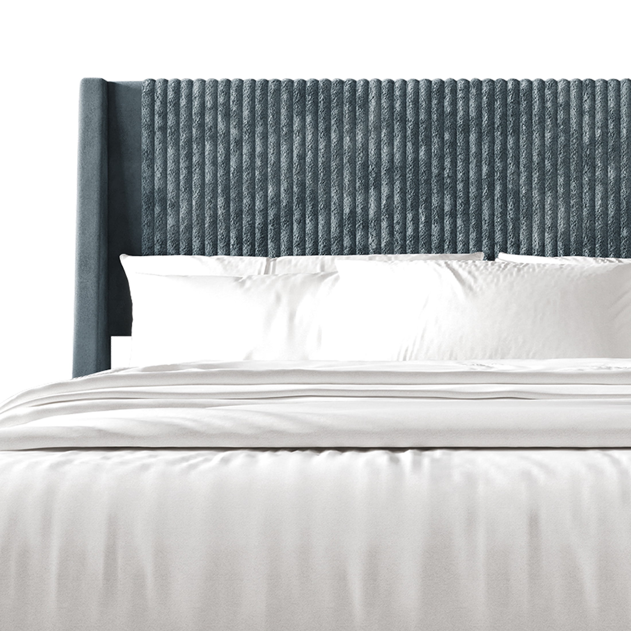 Castle Place Corduroy Velvet Queen Platform Bed With Storage, Light Blue