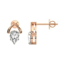 Diamond Stud Earring | 6 Carat IGI Certified Pear Shape Lab Grown Diamond | 18K Rose Gold |Stellar Lab Diamond Stud Earrings | Prong Setting | FG-VS1-VS2 Quality | Friendly Diamonds