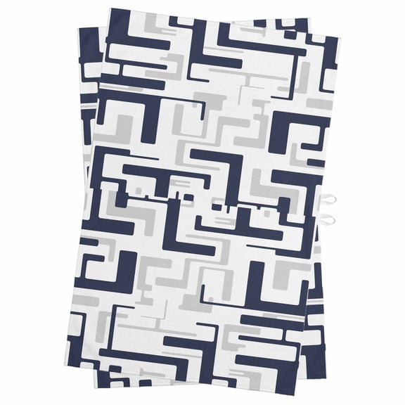 Modern Geometric Navy Blue Kitchen Towels Set of 2, Water Absorbent Dish Towel, Abstract Minimalist Artwork Lines Decorative Hand Towels - Quick Drying Cloth for Cooking Baking, 18x28 Inch