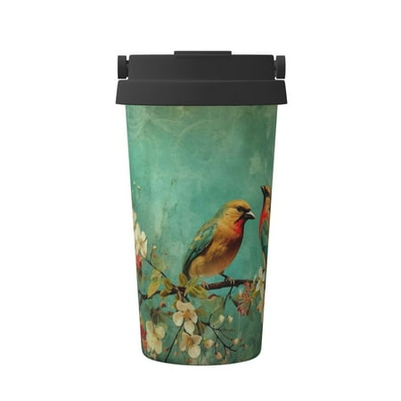 

Goofa Retro Birds for Insulated Travel Coffee Mug Spill Proof Leak Proof 16 OZCoffee Tumbler Reusable Coffee Cups with Lids Thermos for Hot and Cold Drink