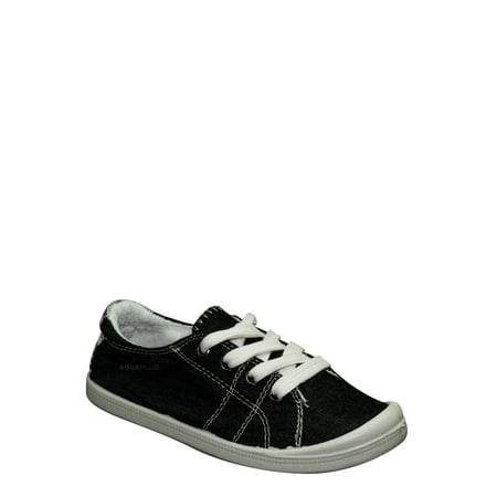 

Comfort01k Children Vintage Flexible Rubber Sneaker - Girls Canvas Comfort Bendable Shoes