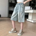 thumbnail image 6 of Tiijoy Toddler Girls Baggy Stretch Denim Shorts Knee-Length Pull On Casual Jean Shorts, 6 of 8