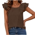 thumbnail image 2 of Levmjia Women's Sleeveless Tank Top Bow Back Ruffle Edge Casual Solid Color Summer Blouse Polyester Soft Comfortable Fashion T Shirt, 2 of 6