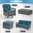 thumbnail image 4 of Yalissey 6PCS Outdoor Swivel Gliders Set with Ottoman HDPE Table, 360-Degree Swivel Rocker Lounge Chair,Wicker Bistro Furniture Set(Beige,Brown Rattan), 4 of 6