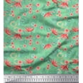 thumbnail image 1 of Soimoi Satin Silk Fabric Tropical Leaves,Plumeria & Heliconia Floral Print Fabric by The Yard 42 Inch Wide, 1 of 1