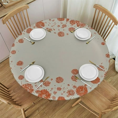 

HYKY Orange Round Tablecloth 100% Polyester Fiber Great for Home Kitchen Parties Holiday Dinner Outdoor Picnic Camping Indoor Dining Party 46 -50