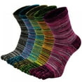 thumbnail image 4 of 5 Pairs Mens Toe Five Finger Striped Sock, Thin style Running Athletic Cotton Ankle Sox, 4 of 7