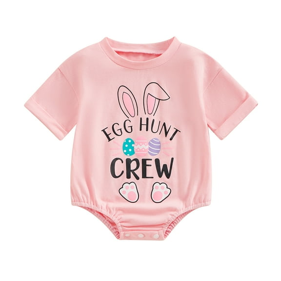 Bagilaanoe Newborn Baby Girl Boy Easter Rompers Print Short Sleeve Bodysuits 3M 6M 12M 18M Infant Casual One Piece Short Jumpsuit