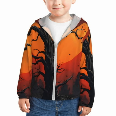 

Junzan Yellow Castle Sunset Tree for Kids Sun Protection Hoodie Boys Rash Guard with UPF 50+ Sun Protection Summer Jacket Long Sleeve Fishing Hiking Sun Shirt-18 Months