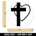 thumbnail image 2 of Cross and Heart Love Christian Self-Inking Rubber Stamp Ink Stamper - Blue Ink - Mini 1/2 Inch, 2 of 7