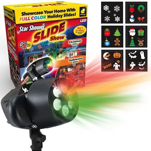 Presentación de diapositivas Holiday Projector Star Shower con 6 diapositivas