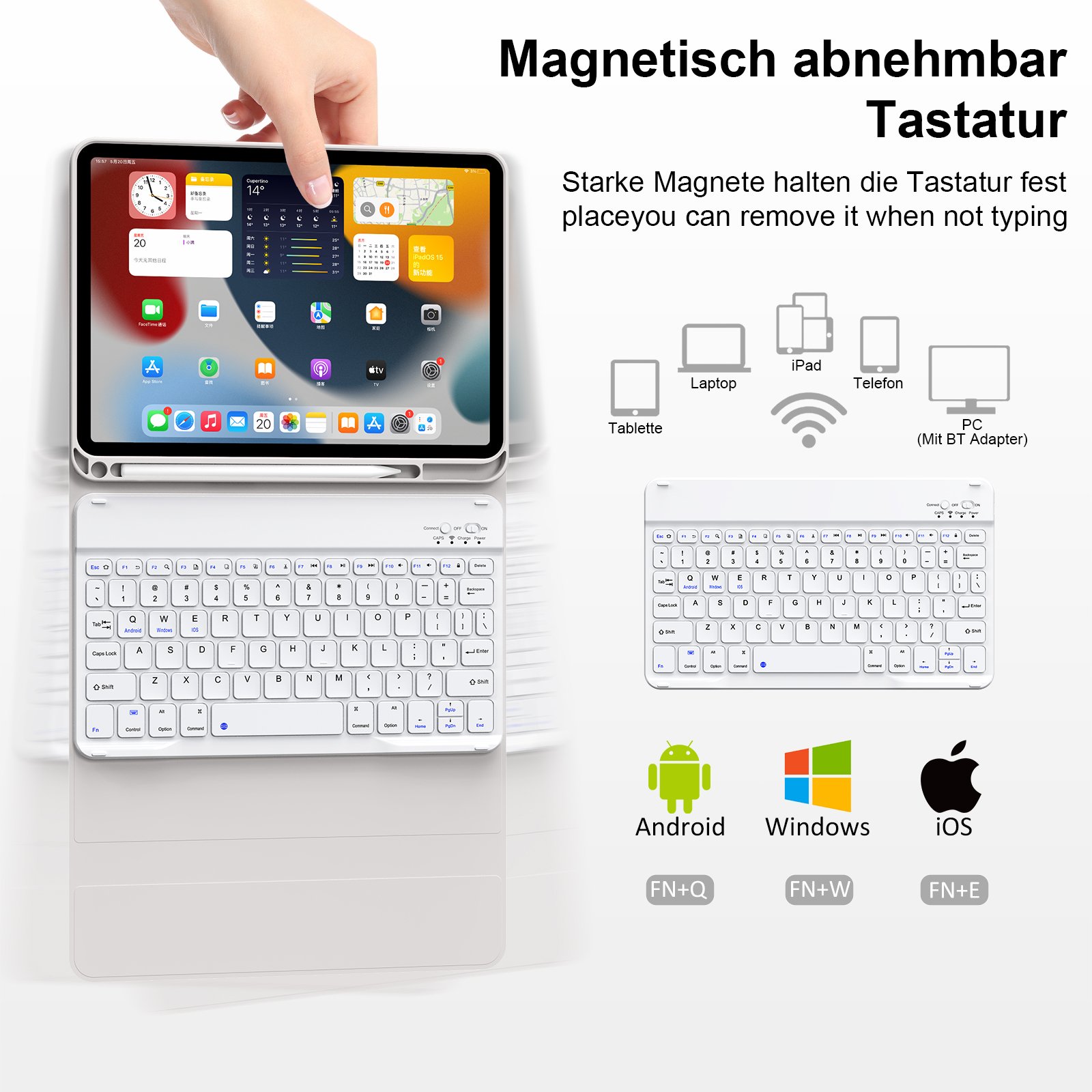 SZPSGC for iPad (A16) 11th Generation Case with Keyboard 11 inch 2025, iPad 10th Generation 10.9 inch Case with Pencil Holder, Multi-Angle Detachable Bluetooth Keyboard,Gray