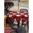 thumbnail image 4 of Outdoor Tablecloth with Umbrella Hole and Zipper, Red Christmas Snowman Square Table Cloth 54x54 Inch Waterproof Tablecloth, Winter Xmas Snowflake Cute Picnic Table Cover for Patio Camping, 4 of 7