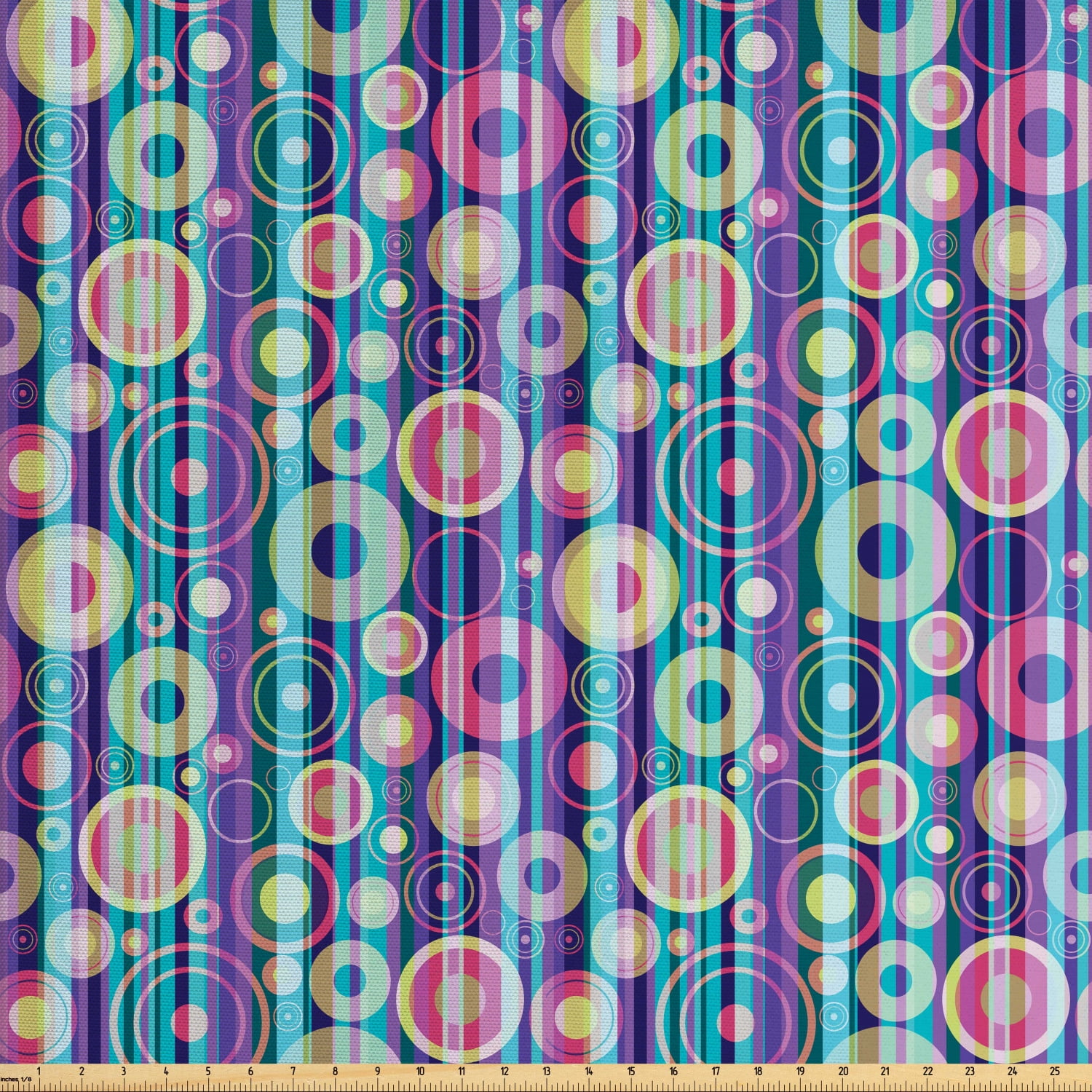 Abstract Fabric by The Yard, Vibrant Colored Composition with Vertical