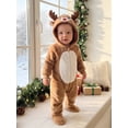 thumbnail image 5 of RUINIXCW Newborn Baby Girl Boy Christmas Reindeer Costume Kid Infant Fall Winter Outfit Fleece Snowsuit Footed Jumpsuit Long Sleeve Hooded Zip Romper, 5 of 10