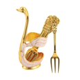 thumbnail image 3 of Juego de soporte de base de cisne decorativo de metal Juego de tenedores de postre Juego de vajilla Tenedores de aperitivo Cucharillas para Hotel Boda Tenedor Aureate Blanco Macarena Vajilla de postre, 3 of 8