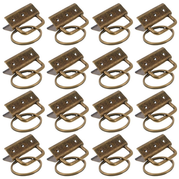 LOLIPPYY 30Pcs Golden Metal Strap End Clamps and Keychain Rings Ideal for DIY Wristlet and Purse Making