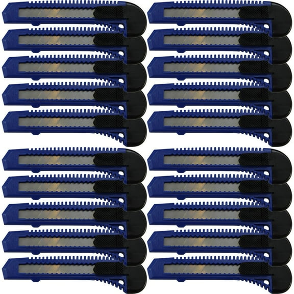 20 Bulk Blue Utility Knives Box Cutters Snap Off Blades