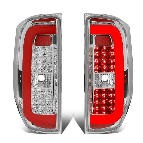 DNA Motoring For 14-21 Toyota Tundra LED RED C-Tube Bar Chrome Tail Light Brake Lamps Pair