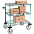 thumbnail image 3 of Nexel 3 Shelf Cart, Poly-Green, 36"L x 24"W x 43"H, Pneumatic Rigid Casters, 3 of 7
