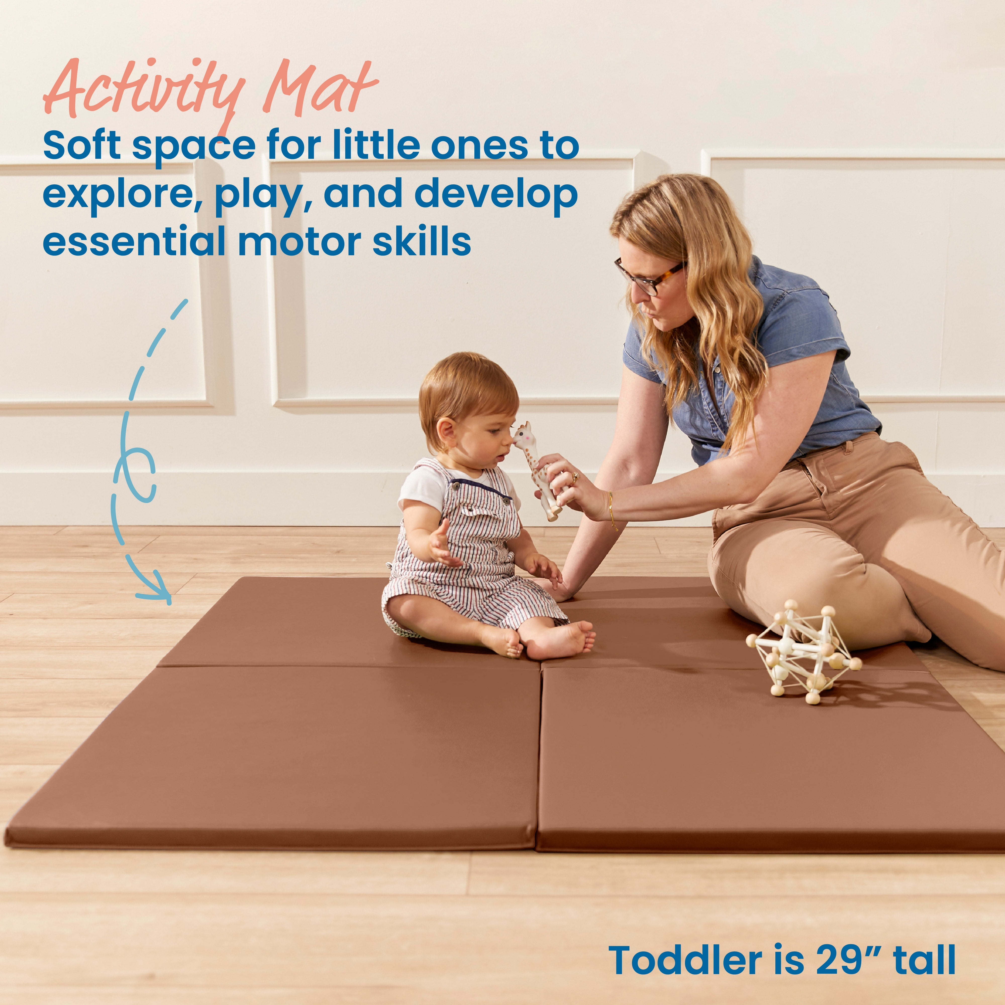 ECR4Kids SoftZone Play Patch Activity Mat Squares, Modular Playmat, Chocolate, 4-Pack