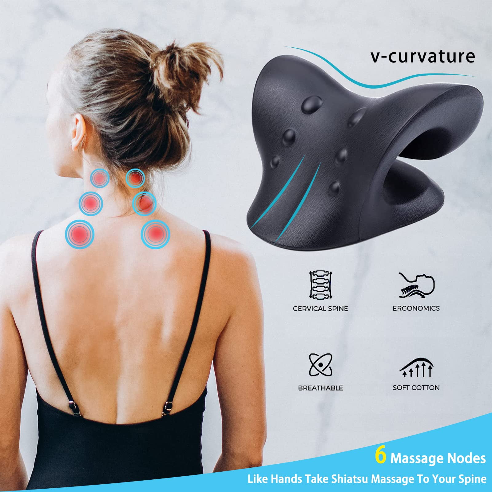 Real Relax® Neck Traction Device Massage Neck Pillows with Heat Therapy and  Electrotherapy for Neck Pain Cervical Care