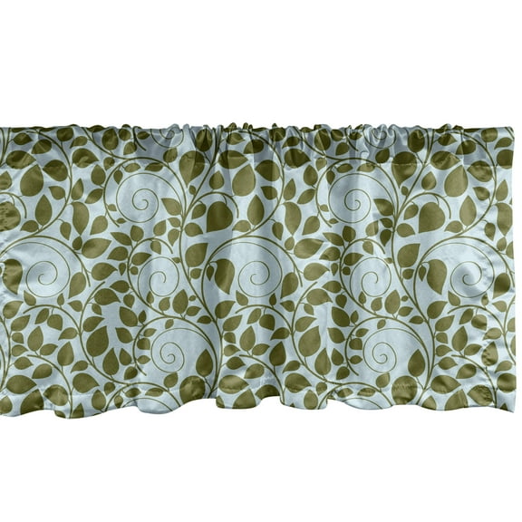 Ambesonne Leaves Valance Pack of 2, Silhouettes of Swirl Stalks, 54"X18", Pale Blue Reseda Green