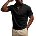 thumbnail image 6 of Wrtxtat Waffle Knit Pullover for Men Mock Neck Quarter Zip Short Sleeve Sports T Shirt Fashion Spring Summer Solid Color Tee Tops Black XXL, 6 of 7