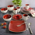 thumbnail image 2 of Gibson Soho Lounge White Square 16-Piece Dinnerware Set - Red, 2 of 10