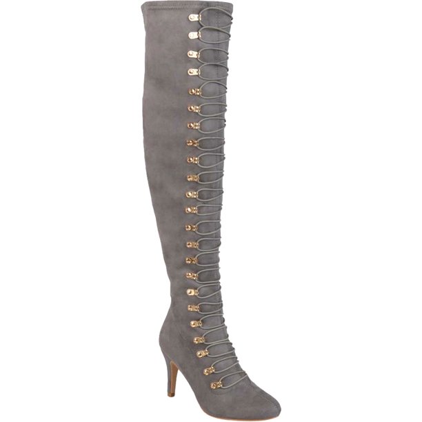 Women's Journee Collection Trill Wide Calf Over The Knee Boot Grey Faux